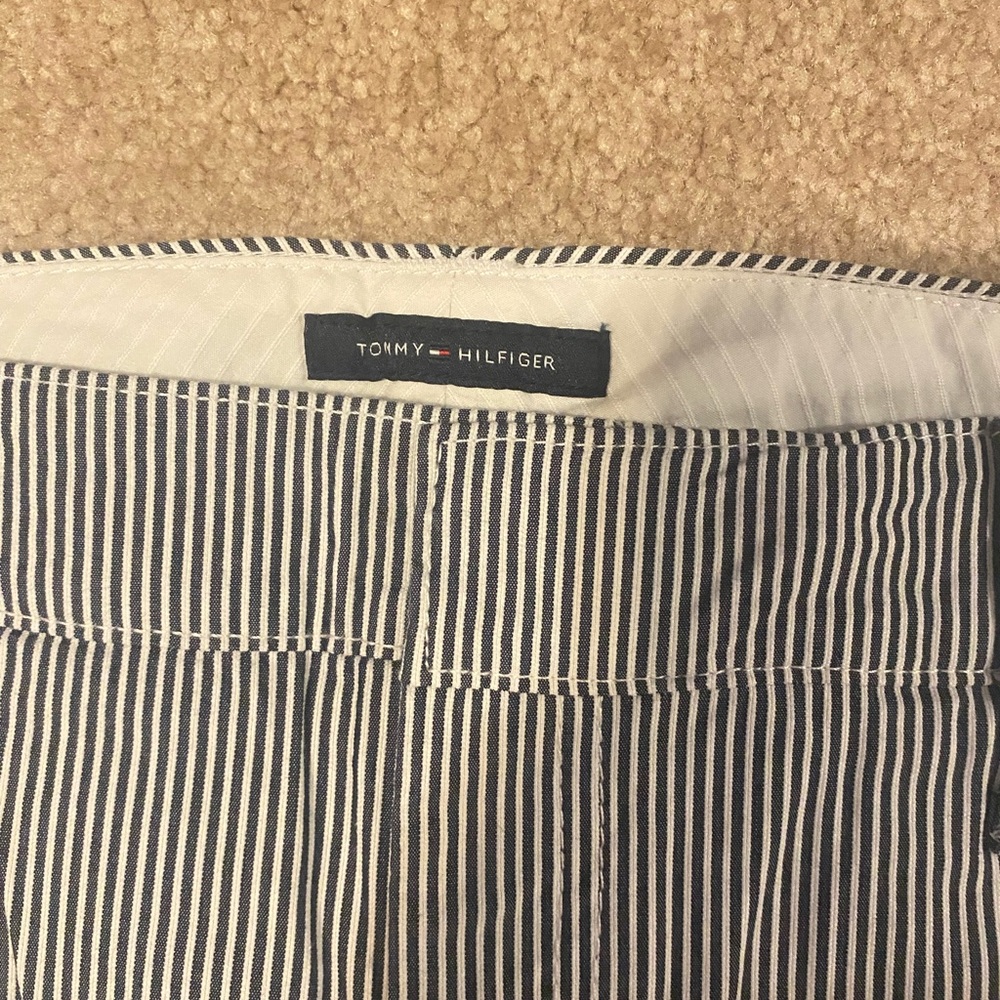 Tommy Hilfiger Navy and White Striped Pants